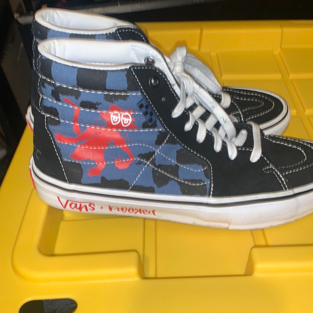 Vans x Krooked Blue Black Checkered Skateboard Shoe 9.5